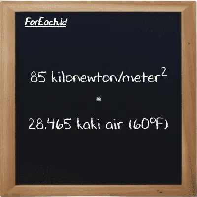 85 kilonewton/meter<sup>2</sup> setara dengan 28.465 kaki air (60<sup>o</sup>F) (85 kN/m<sup>2</sup> setara dengan 28.465 ftH2O)